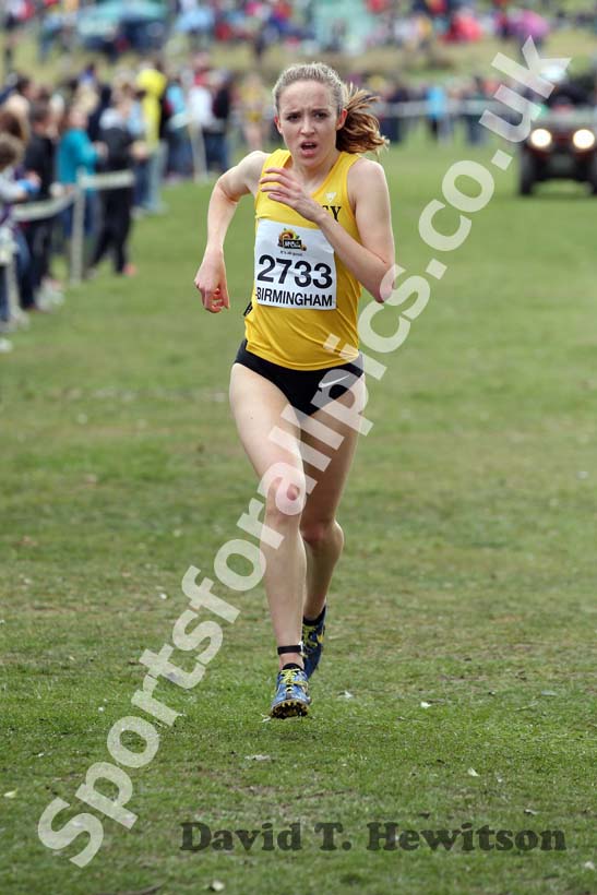 Emelia Gorecka on her way to winning the Under-20 Women McCain Inter Counties Cross Country, Cofton Park, Birmingham.